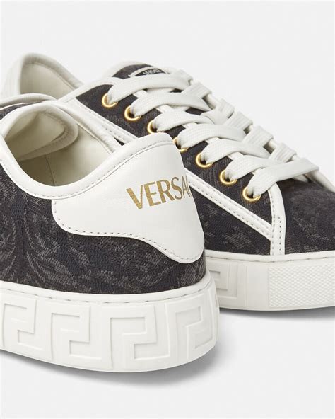 versace all black leather sneakers|barocco high top greca sneakers.